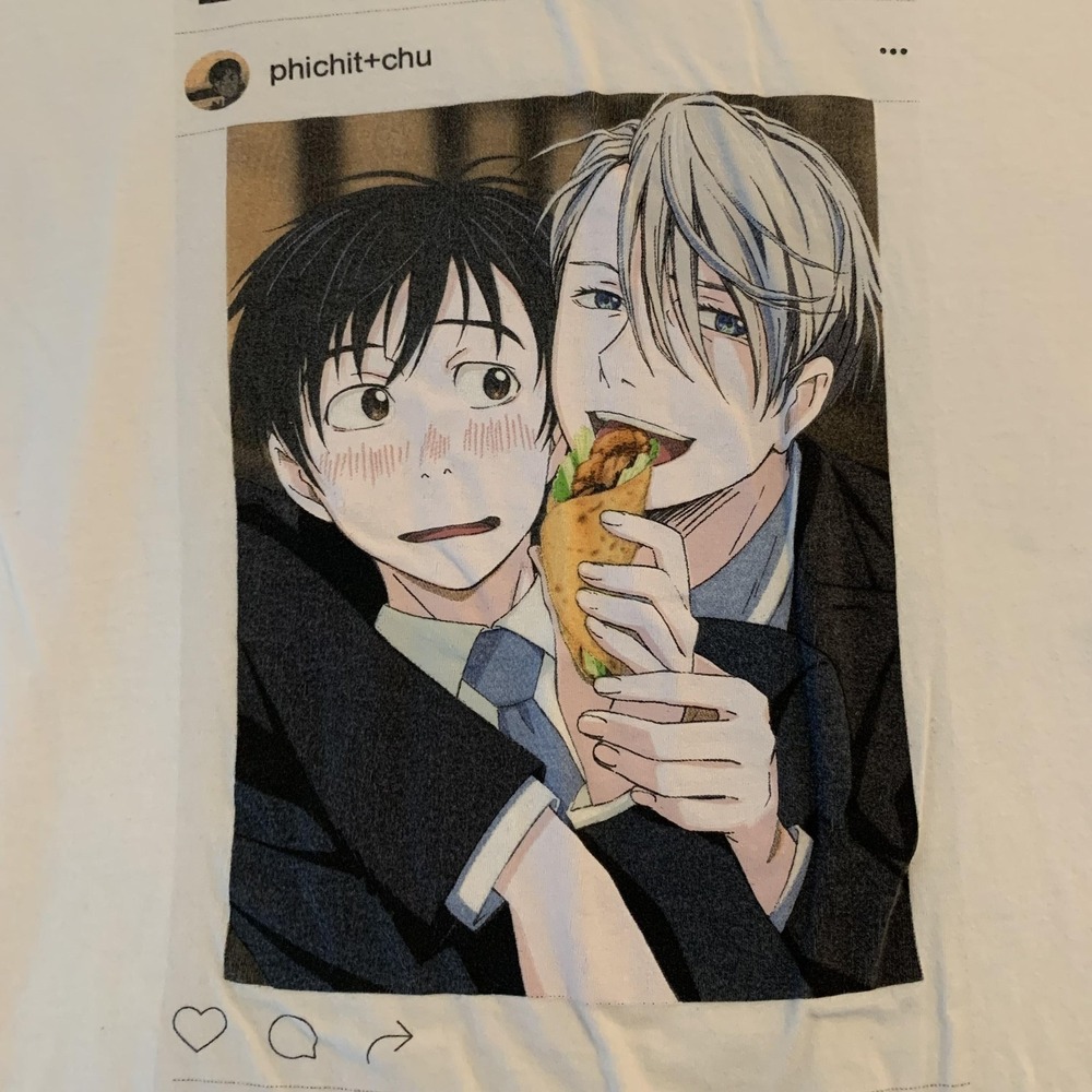 Yuri on Ice‎ Shirt Mens Large White Crunchyroll Anime Victor Yuri Graphic Tee